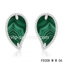 Cheap Van Cleef & Arpels Sweet Alhambra Leaf Earrings White Gold,Malachite